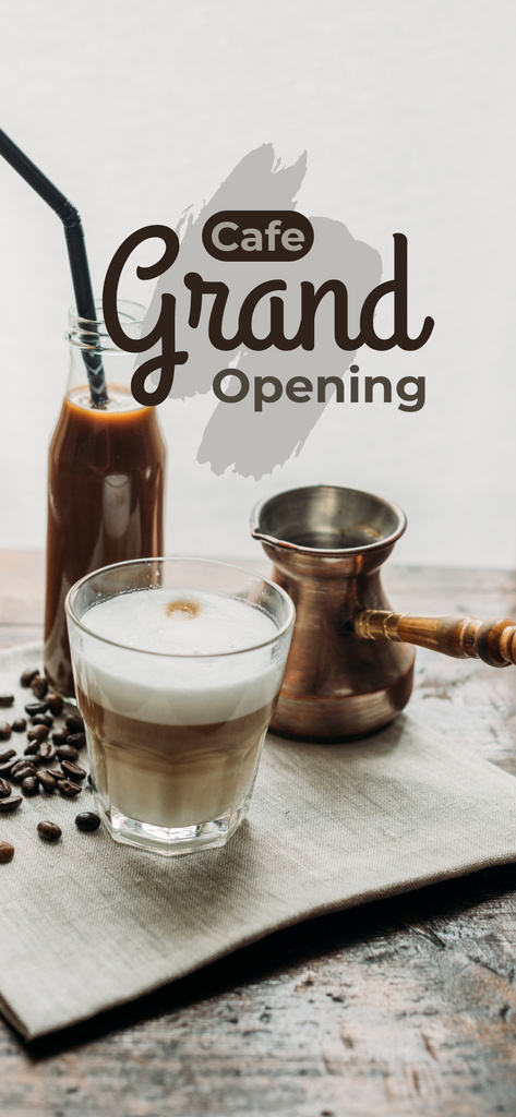 Wide-range Of Coffee Drinks And Cafe Grand Opening Snapchat Moment Filter Design Template