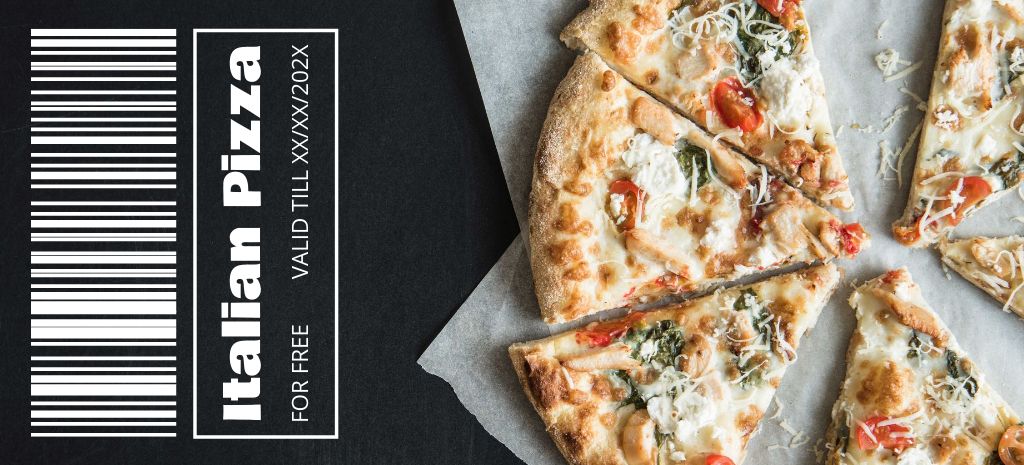 Designvorlage Gift Voucher for Free Pizza für Coupon 3.75x8.25in