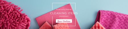 Household Cleaning Items Sale Blue and Purple Ebay Store Billboard Design Template