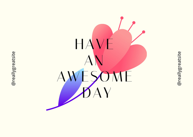 Have An Awesome Day Quotes with Red Flower Card Design Template