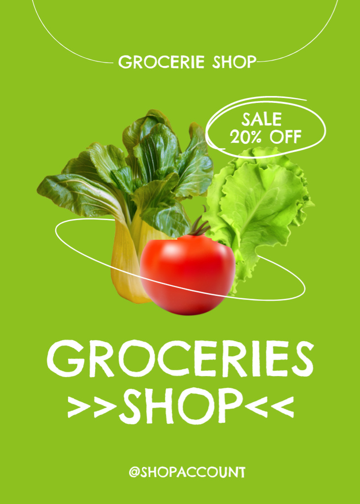 Fresh Veggies Sale Offer In Grocery Flayer Design Template