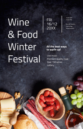 Template di design Festival gastronomico con vino e snack Invitation 5.5x8.5in