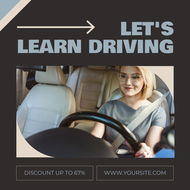 Confidence-boosting Driving Training At School Offer In Gray Instagram Design Template