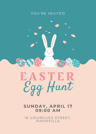 Plantilla de diseño de Easter Egg Hunt with Bunny Invitation 