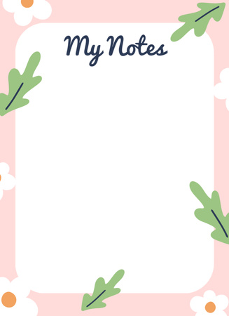 Daily Notes with Plants Notepad 4x5.5in Design Template