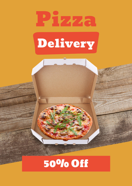 Designvorlage Offer Fast Delivery Pizza in Box für Flayer