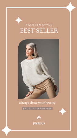 Female Fashion Clothes Ad with Elegant Blonde Instagram Story Design Template