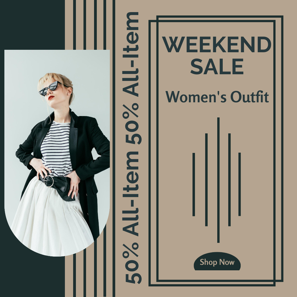 Weekend Sale of Women's Outfit Instagramデザインテンプレート
