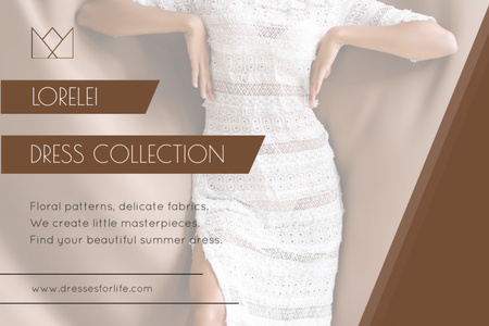 Fashion Ad with Woman in Dress Flyer 4x6in Horizontal Design Template