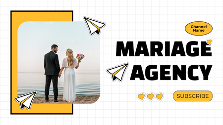 Promoção de agência de casamento experiente com recém-casados em terra Youtube Thumbnail Modelo de Design