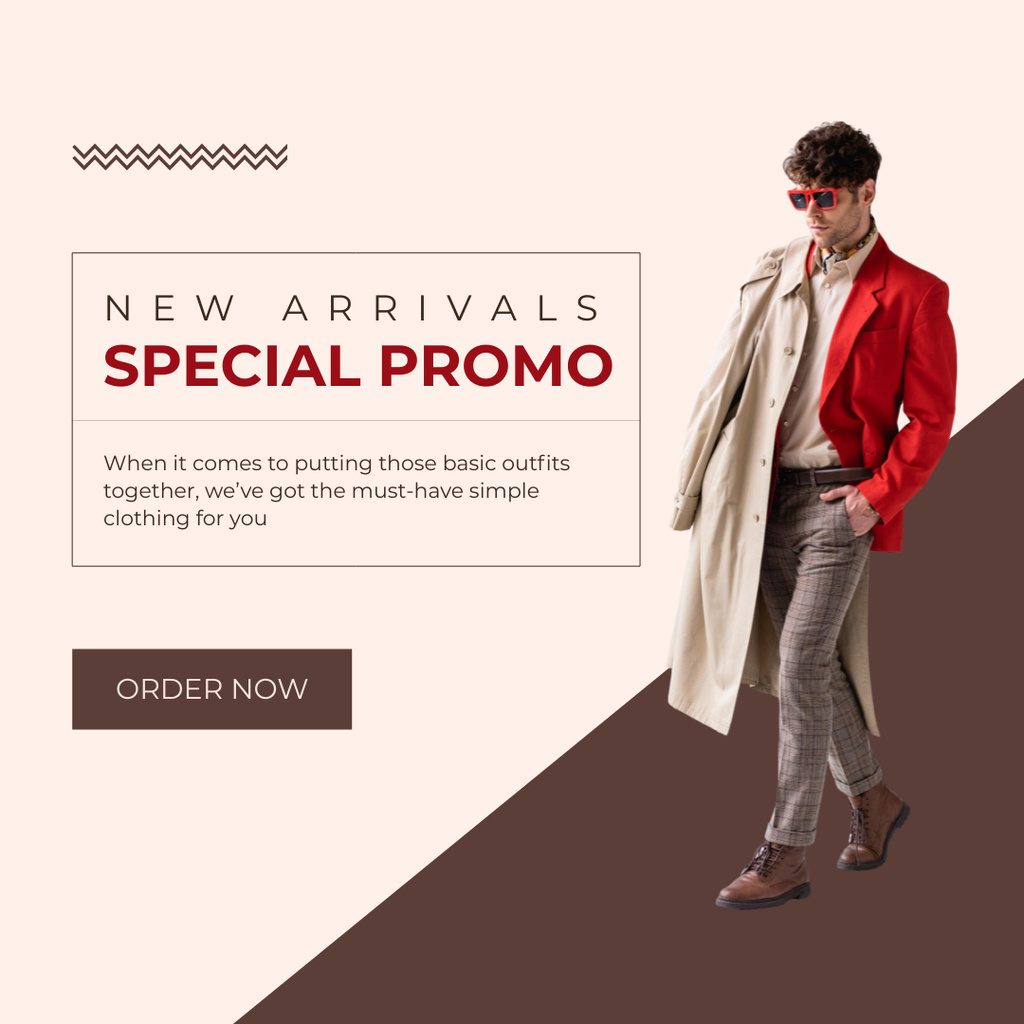 Fashion Clothes Ad with Handsome Stylish Man Instagram Design Template