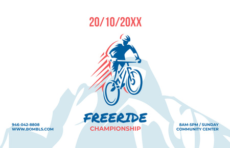 Freeride Championship Announcement Cyclist in Mountains Flyer 5.5x8.5in Horizontal Design Template