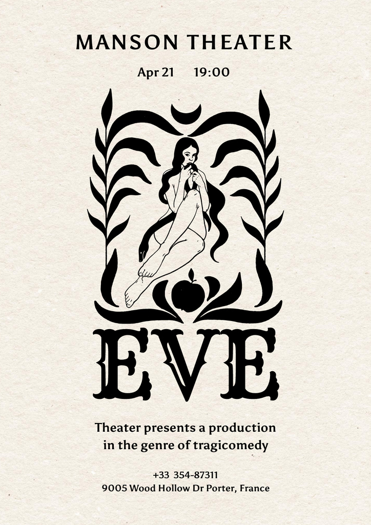 Theatrical Performance Announcement with Illustration of Woman Poster – шаблон для дизайну
