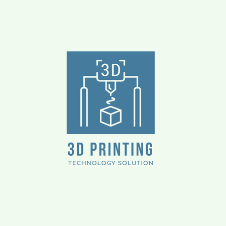3d printing Technology Solution Logo Tasarım Şablonu
