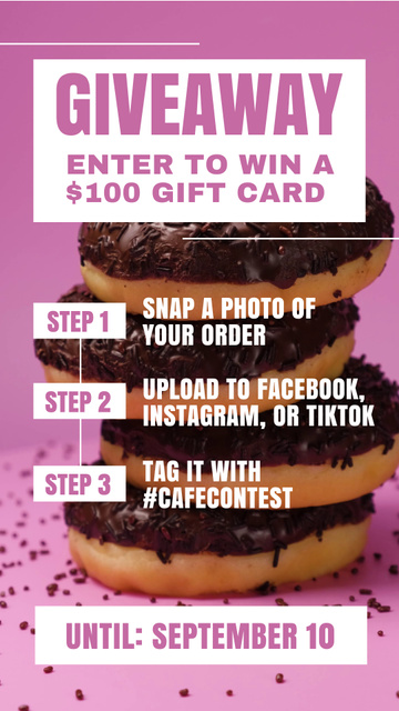 Ontwerpsjabloon van Instagram Video Story van Giveaway Announcement with Sweet Yummy Donuts