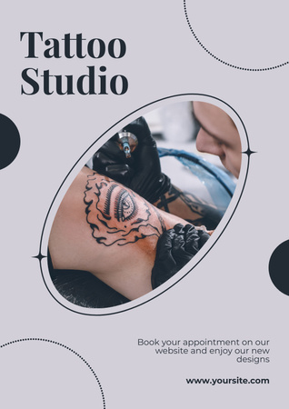 Stunning Tattoos In Studio Offer With Sample Of Artwork Poster Design Template