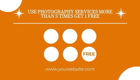 Designvorlage Treueprogramm für Fotoshootings auf Orange für Business Card US