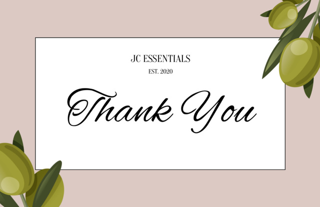 Thankful Phrase with Olive Illustration Thank You Card 5.5x8.5in Design Template