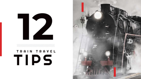 Template di design consigli di viaggio con old steam train Title 1680x945px