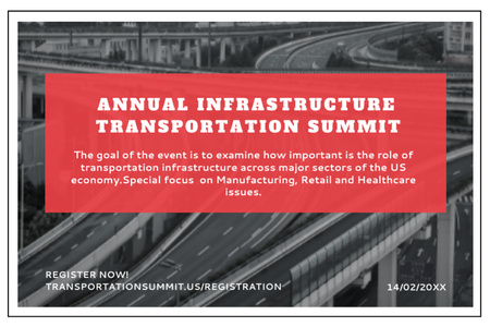 Annual Infrastructure Transportation Summit Announcement Flyer 4x6in Horizontal Design Template