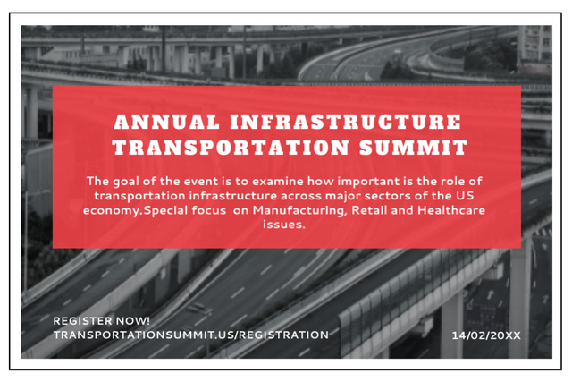 Modèle de visuel Urban Highways And Infrastructure Summit Announcement - Flyer 4x6in Horizontal