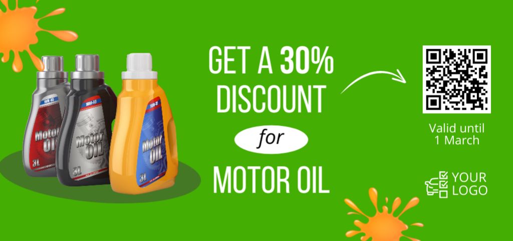 Szablon projektu Bright Green Voucher for Motor Oils Discount Coupon Din Large