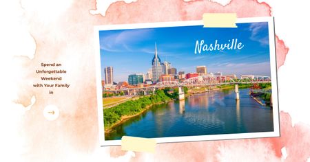 Nashville Invitation Postcard with City View Facebook AD Design Template
