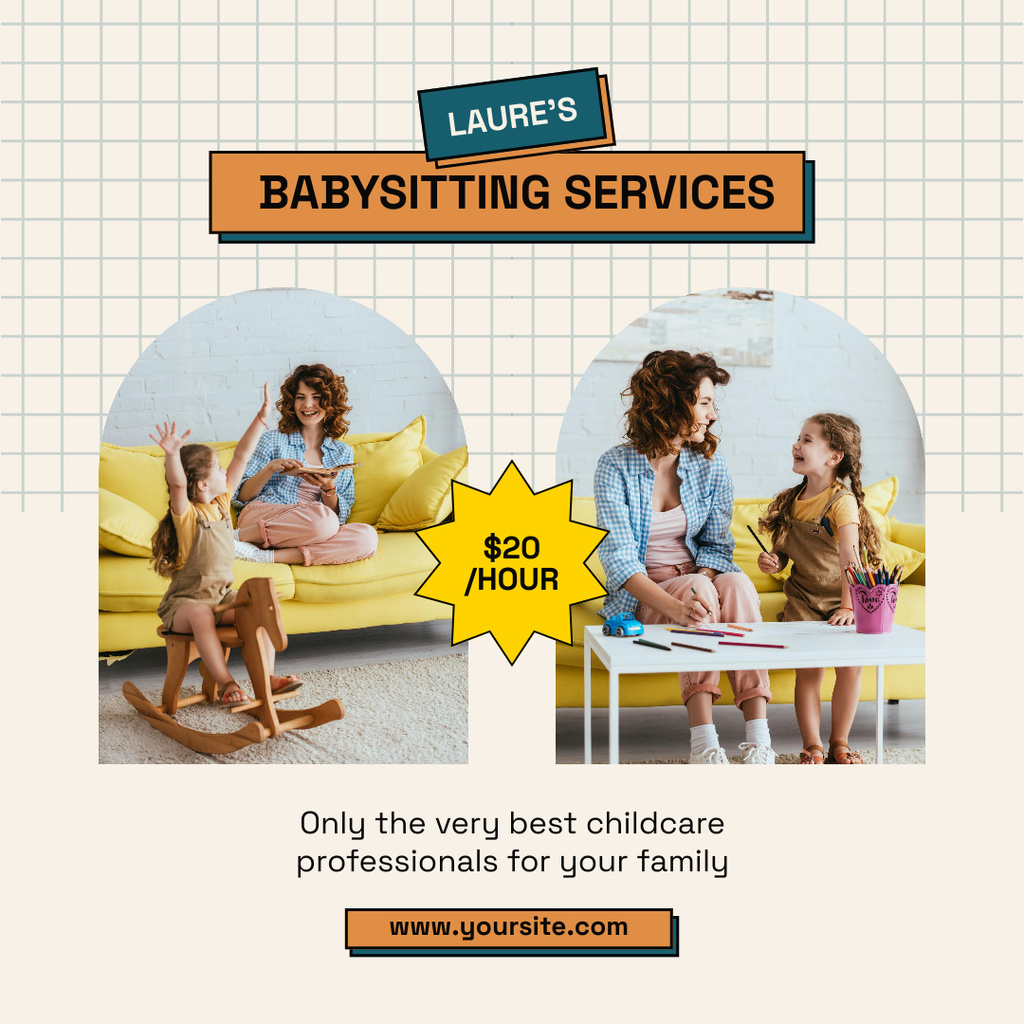 Advantageous Offer of Nanny Services Instagramデザインテンプレート
