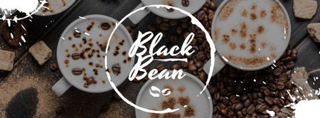 Black bean with cups of Coffee Facebook cover Design Template