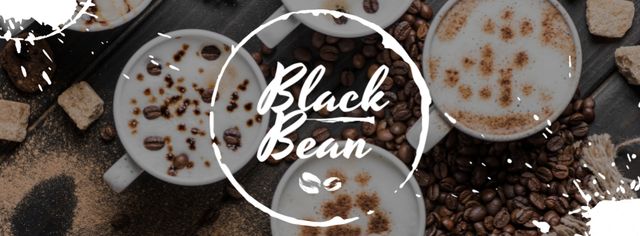 Black bean with cups of Coffee Facebook cover Modelo de Design