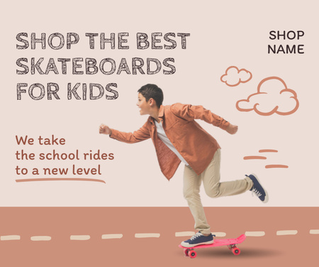 Template di design I migliori skateboard per bambini al dettaglio Facebook