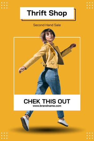 Designvorlage Thrift shop sale yellow für Pinterest