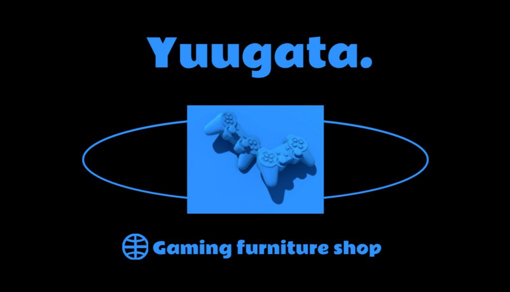 Game Equipment Store with Blue Joysticks Business Card USデザインテンプレート