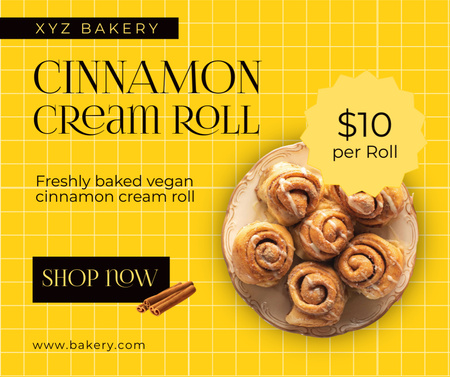 Cinnamon Cream Roll Sale Offer Facebook Design Template