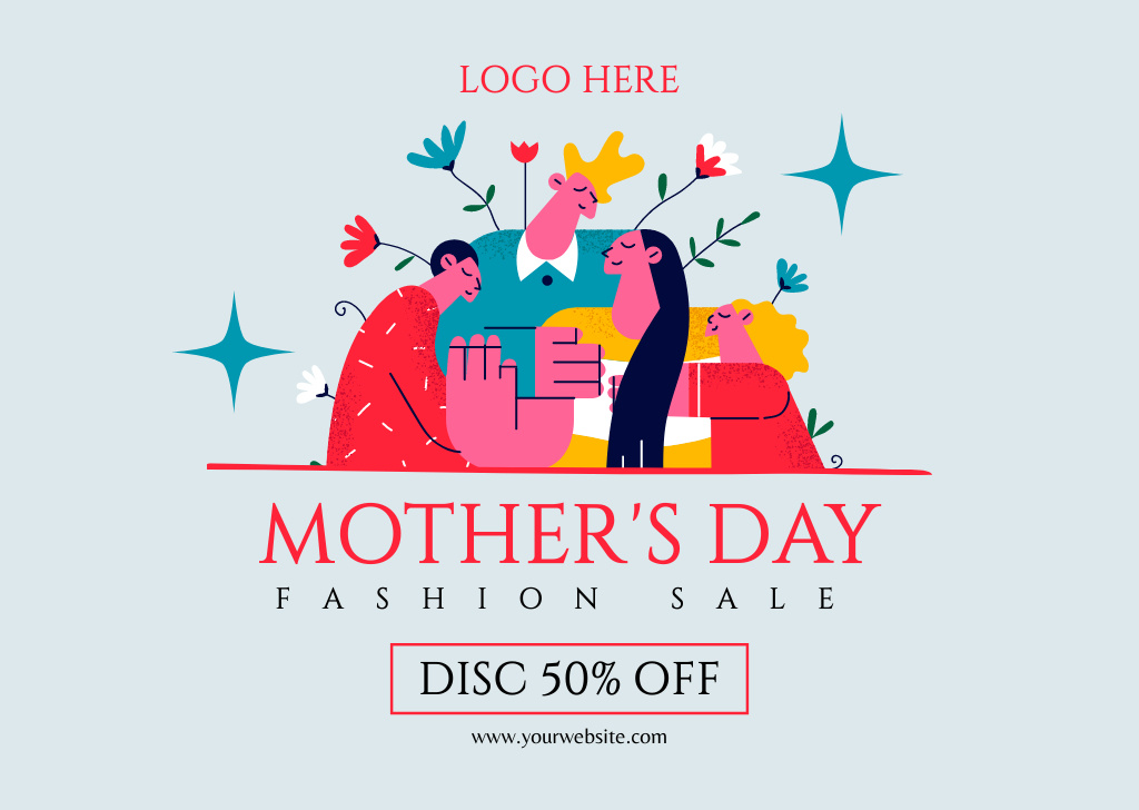 Fashion Sale Ad on Mother's Day Card Tasarım Şablonu