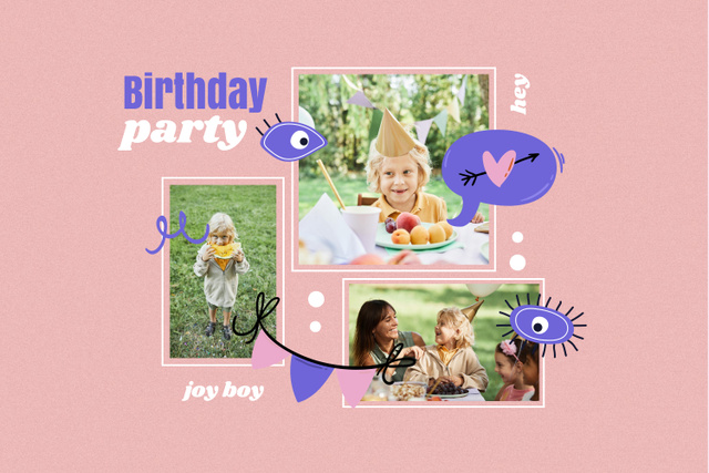 Colorful Birthday and Holiday Festivities Outdoor Mood Boardデザインテンプレート