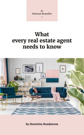 Ontwerpsjabloon van Book Cover van Real Estate Tips Cozy Interior in Pink Colors