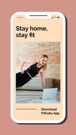 Sports App promotion with Woman after Workout on Quarantine Instagram Story Design Template