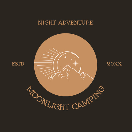 Camping Ads with Moonlight Illustration Logo 1080x1080pxデザインテンプレート