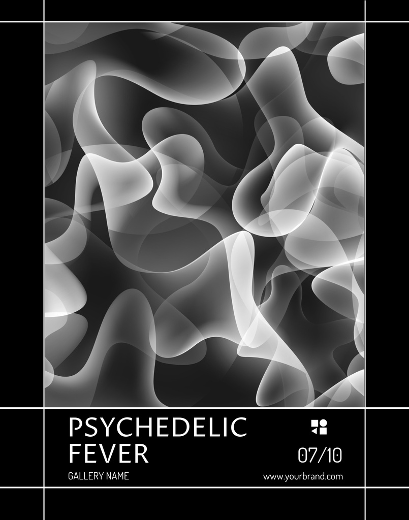 Psychedelic Art Gallery Ad on Dark Poster 22x28in Tasarım Şablonu