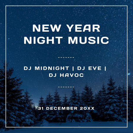 New Year Party Announcement with Night Sky Instagram Design Template