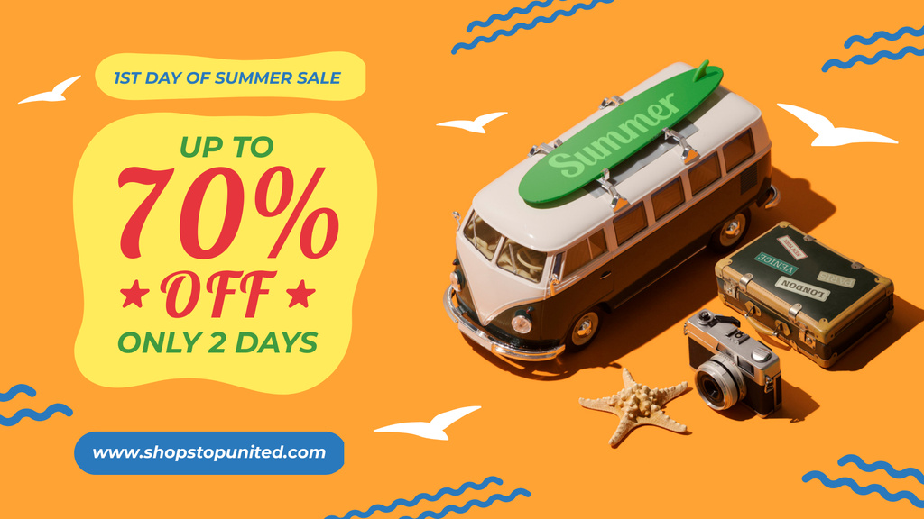 Plantilla de diseño de 1st Day of Summer Sale Toy Van and Summer Essentials FB event cover 