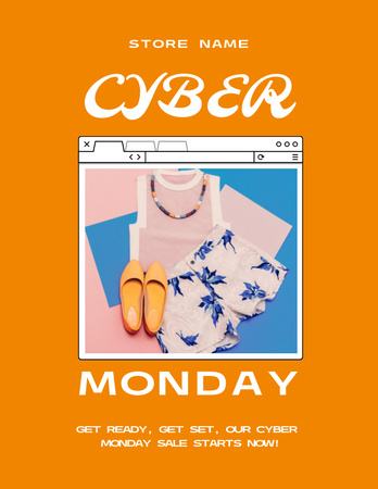Casual Clothes And Shoes Sale Offer on Cyber Monday Flyer 8.5x11in Šablona návrhu