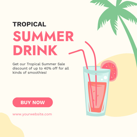 Тропические летние напитки Instagram – шаблон для дизайна