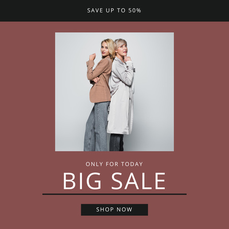Designvorlage Big Sale Clothing Advertising für Instagram