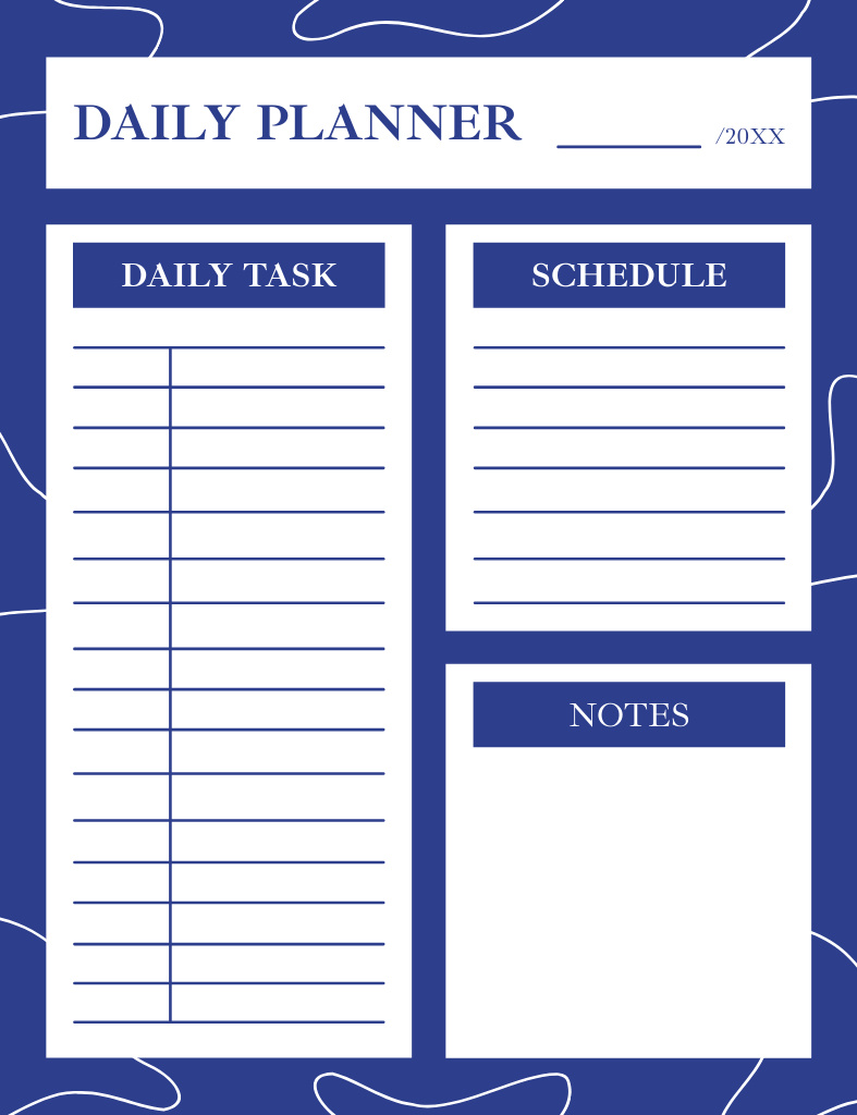 Template di design Daily Plans on Blue Pattern Notepad 107x139mm