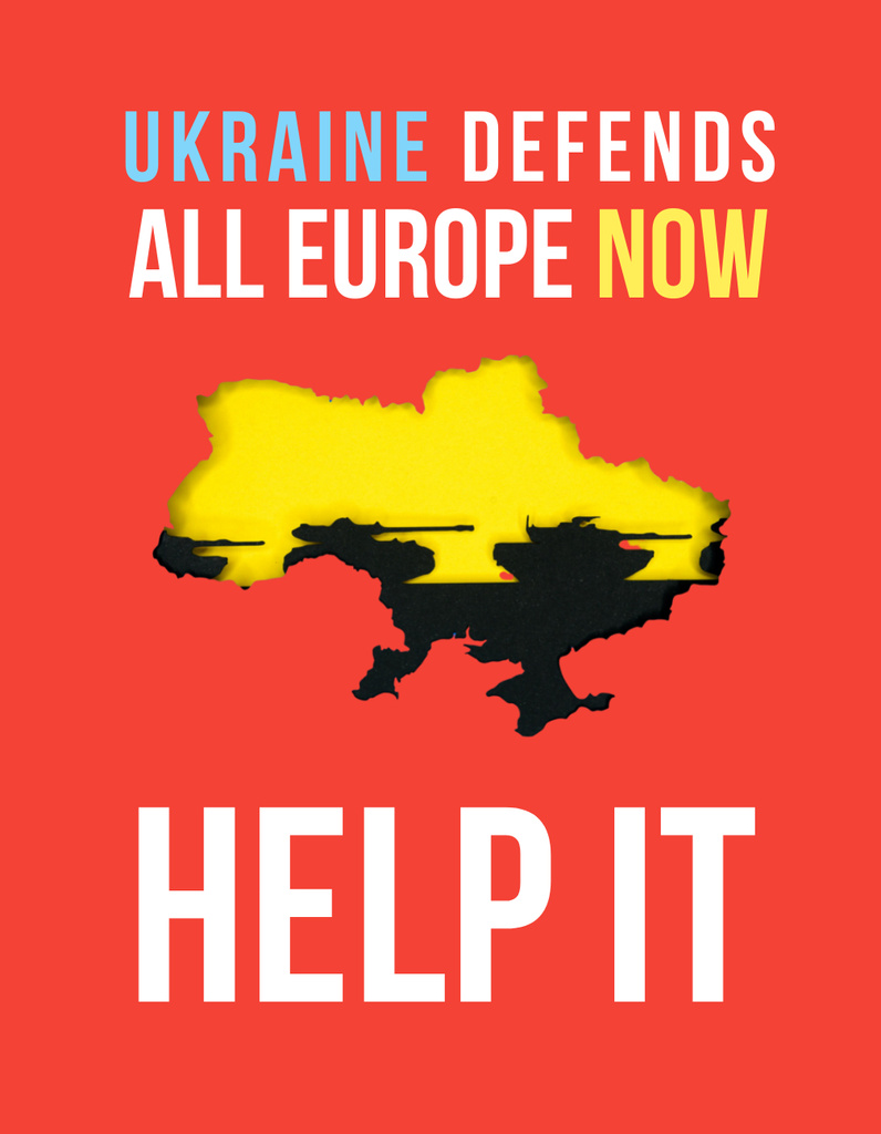 Template di design Awareness about War in Ukraine And Asking For Help In Defending T-Shirt