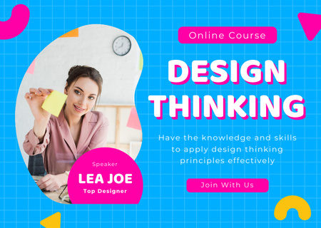 Online Course Layout with Photo Card Πρότυπο σχεδίασης
