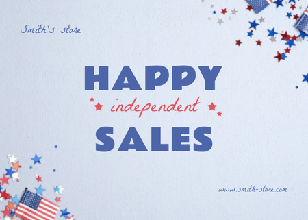USA Independence Day Sale Announcement Postcard 5x7in Design Template