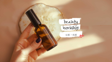 Beauty Workshop Announcement with Natural Cosmetic Oil FB event cover Design Template